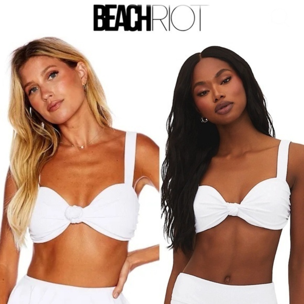 Beach Riot Sophia Knot Front Bikini Top White with Underwire sz S NWT 118$